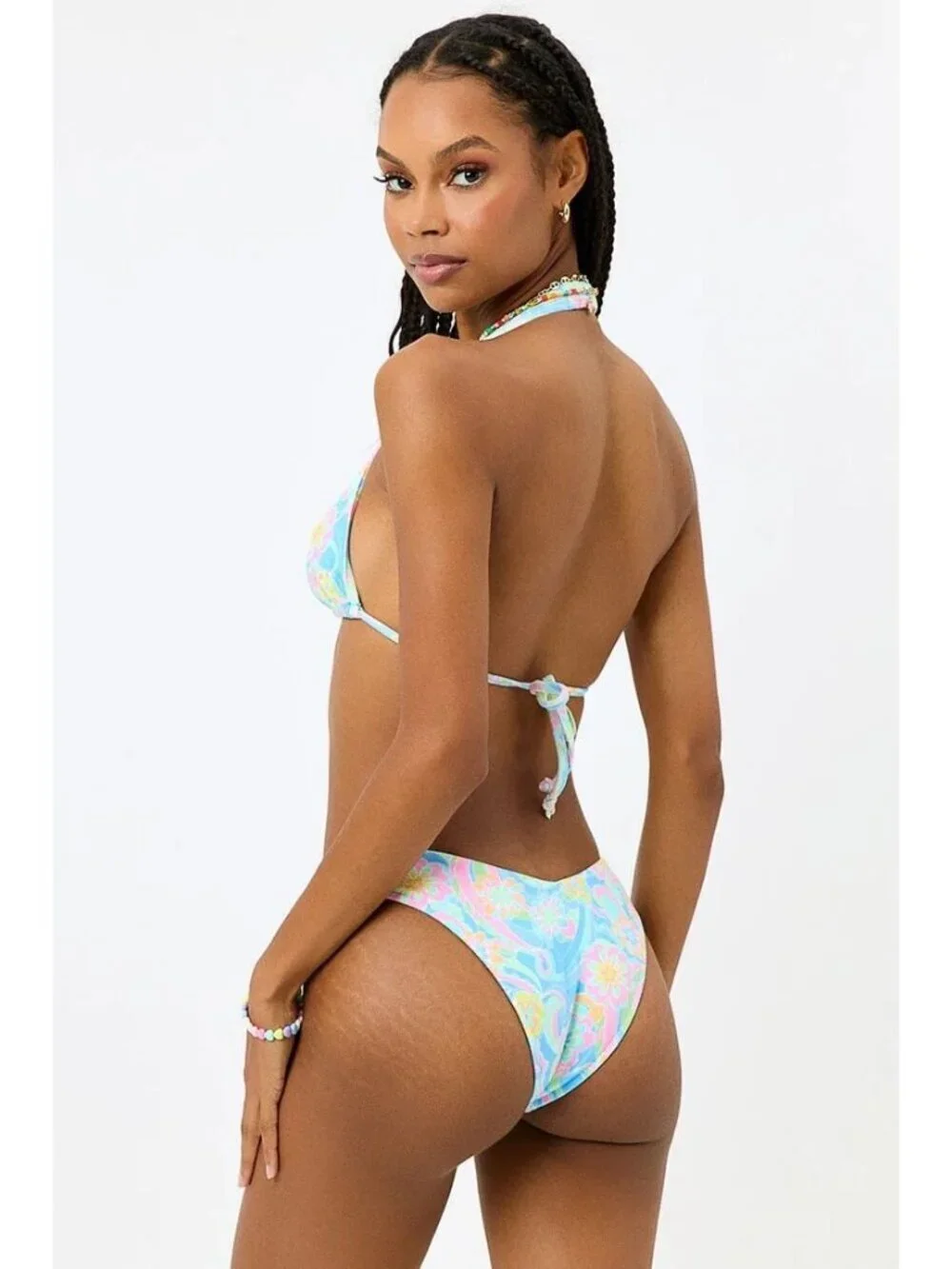 Frankie's Bikinis Enzo Terry Cheeky Bikini Bottom and Harlow top in sunshower S
